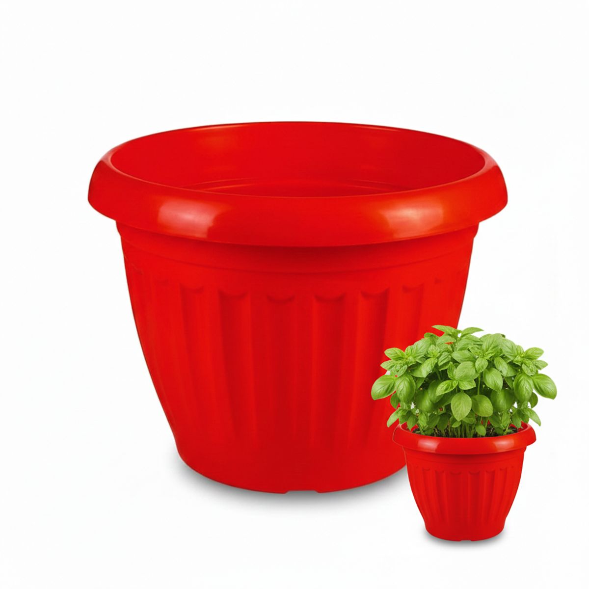 GENERICO - Pack 10 Maceteros Plástico Redondo Rojo 28 cm