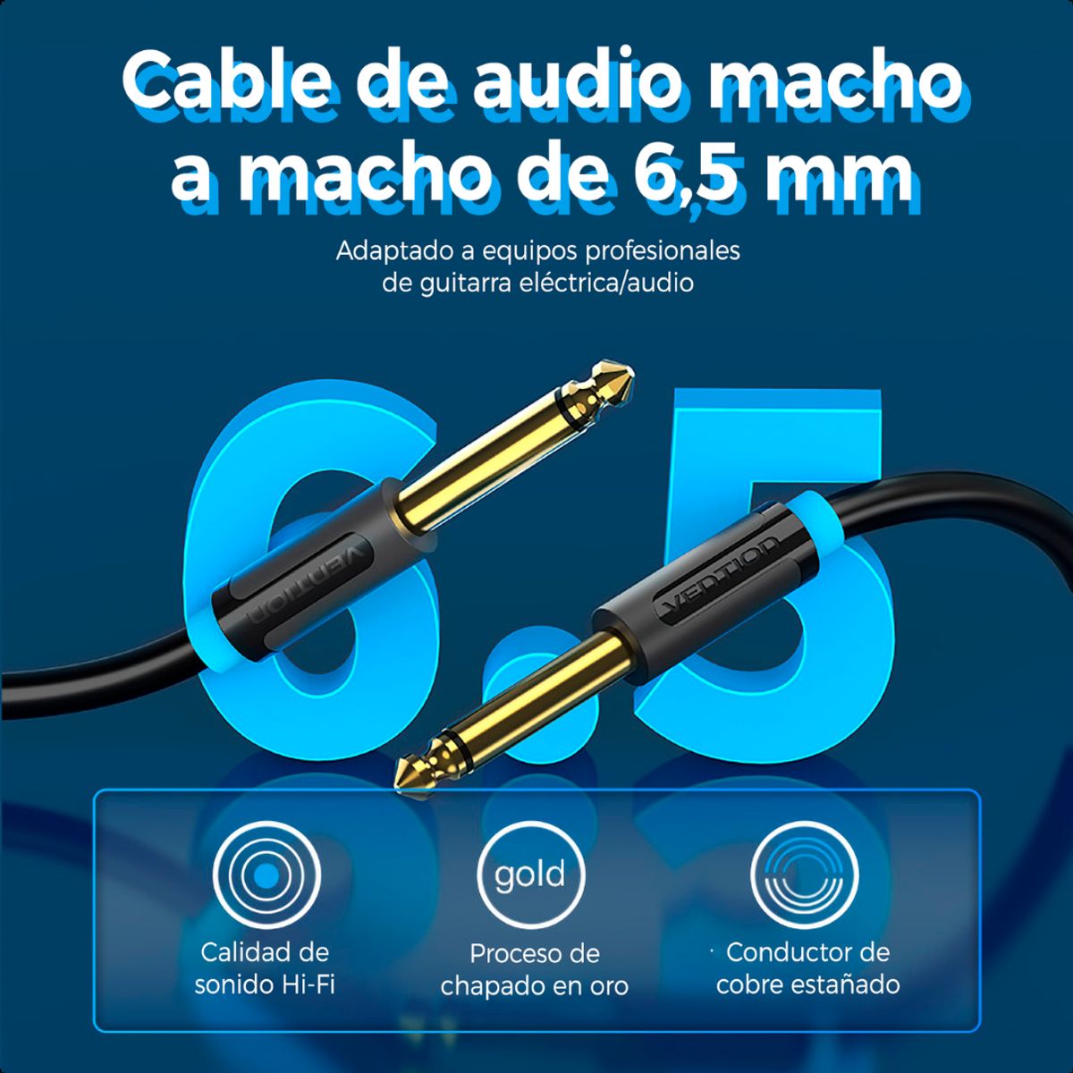 VENTION - Cable Audio Mono Vention Baabg Jack 6.35mm Macho Macho 1.5m