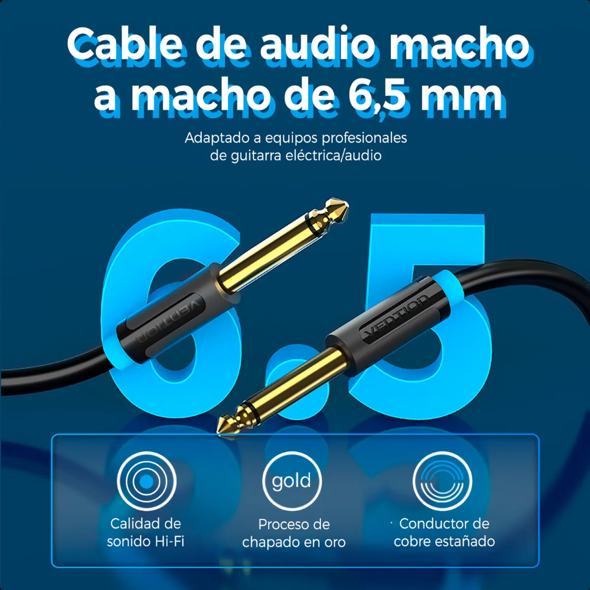 VENTION - Cable de audio Vention P10 X P10 mono macho para guitarra, 2 metros