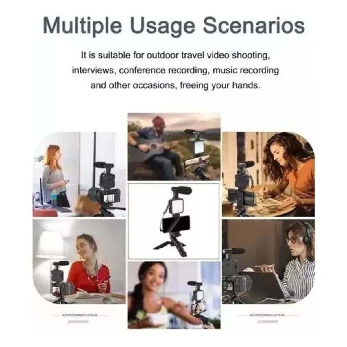 RAF - Kit De Influencer Luz Led Y Micrófono Trípode Estabilizador