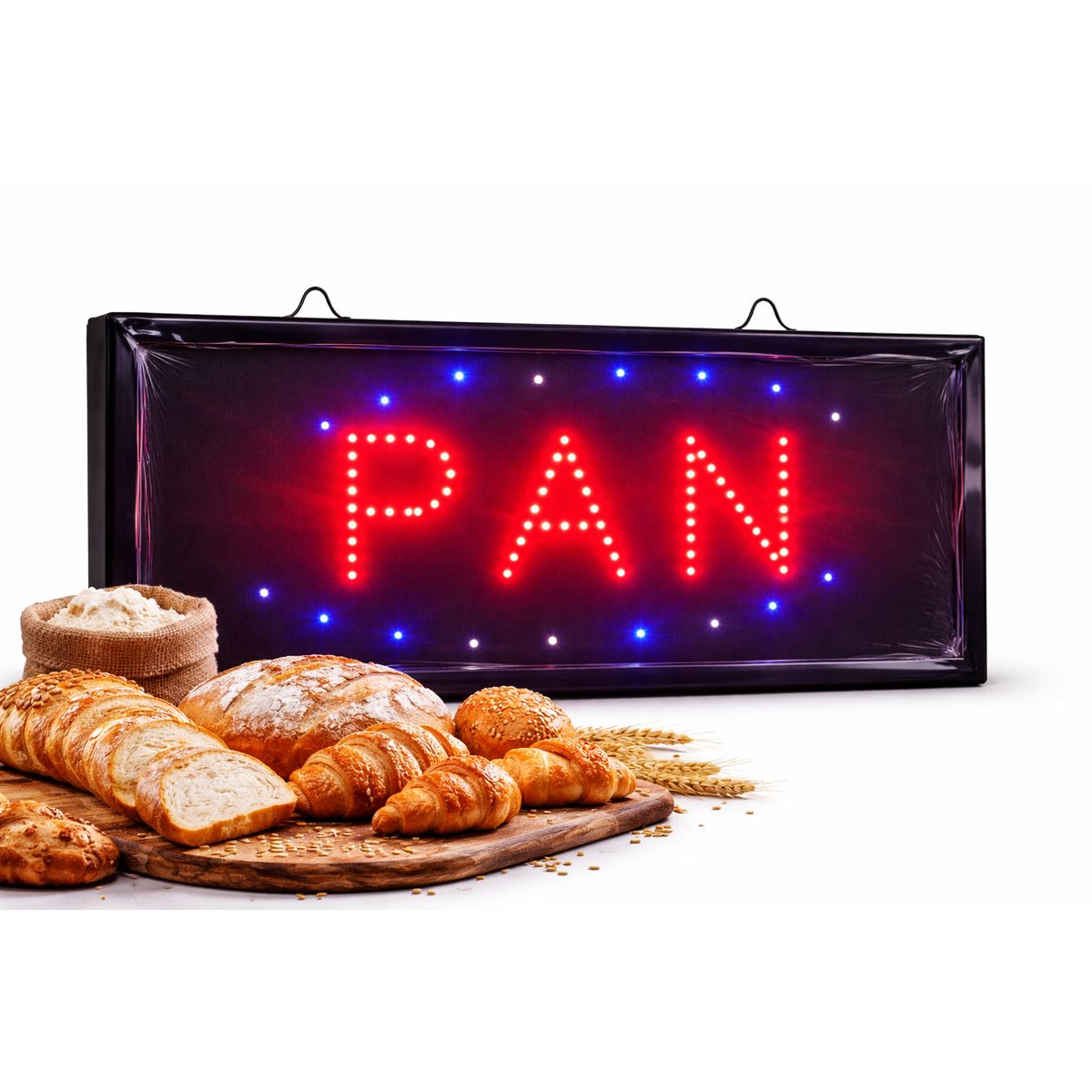 GENERICO - Letreros Led Luminosos Comerciales Texto PAN 48x25cm
