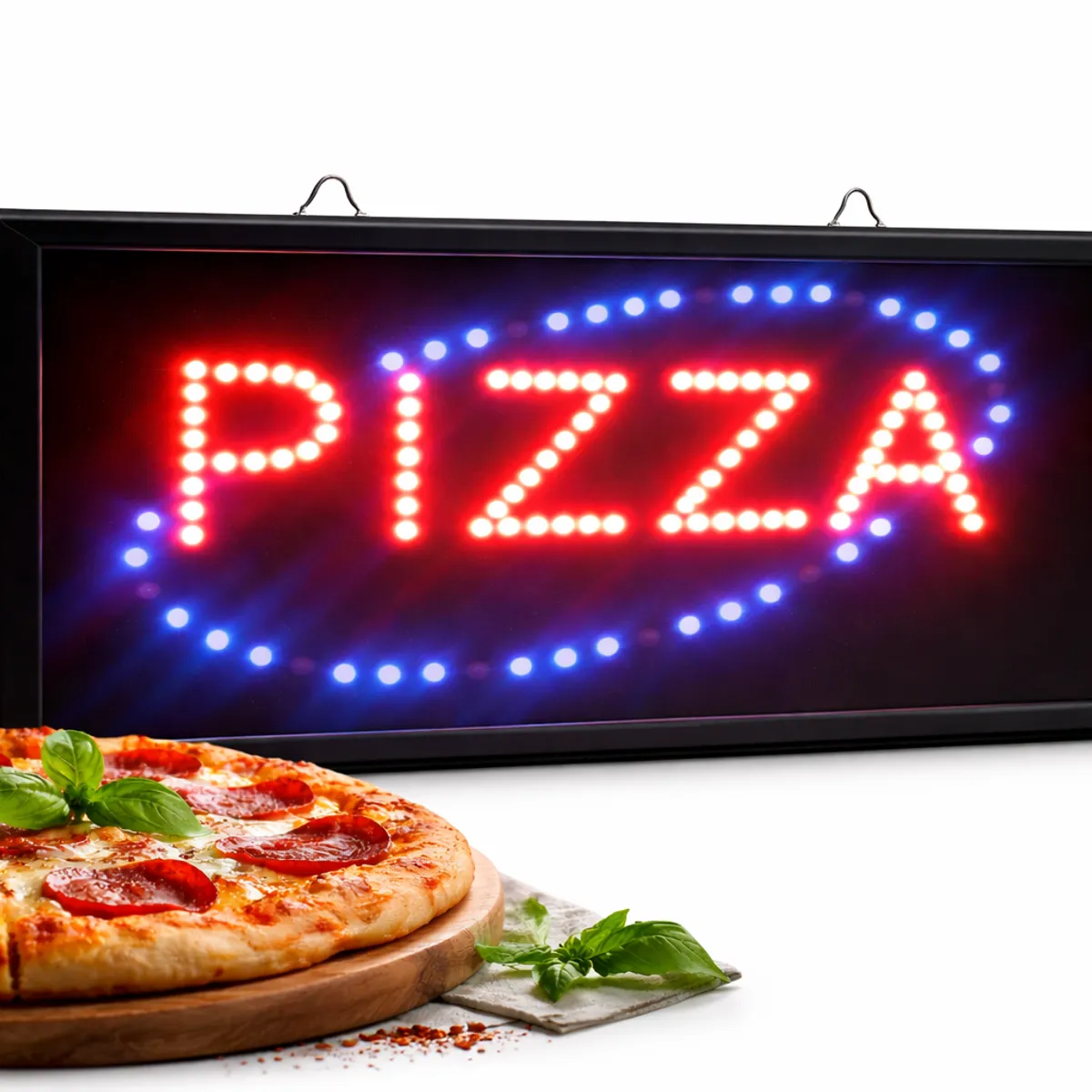 GENERICO - Letrero Led Luminoso Comerciales Texto Pizza 48x25cm
