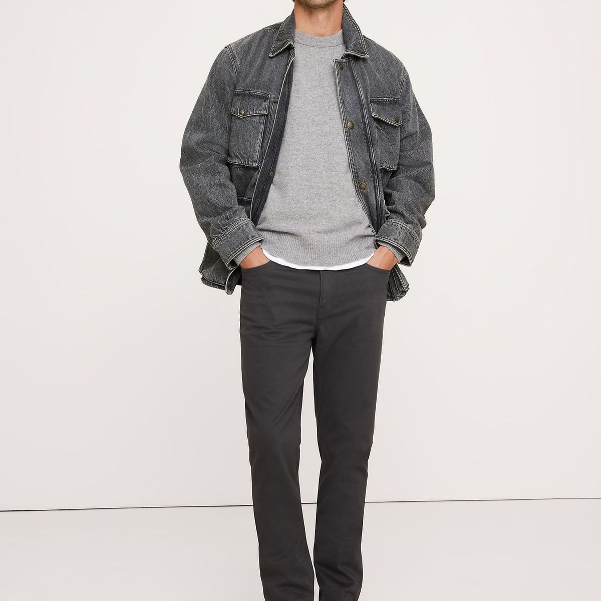 BANANA REPUBLIC - Pantalón Hombre Banana Republic Slim Traveler Gris