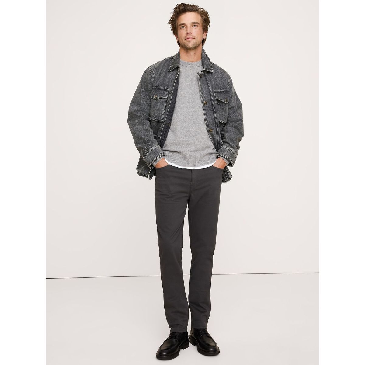 BANANA REPUBLIC - Pantalón Hombre Banana Republic Slim Traveler Gris