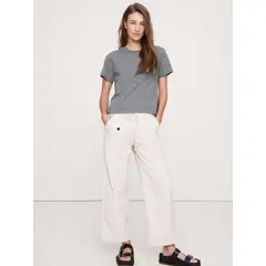 BANANA REPUBLIC - Polera Mujer Vintage Cotton Ss Boxy Crew Gris