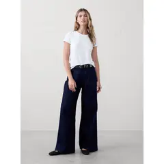 BANANA REPUBLIC - Polera Mujer Timeless Cuello Redondo Blanco