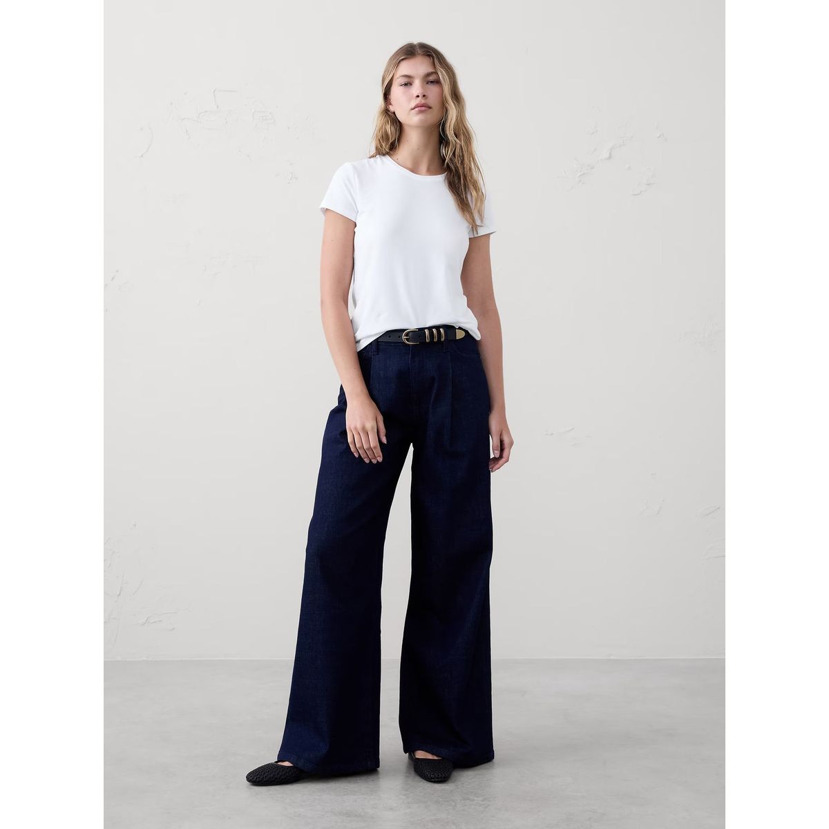 BANANA REPUBLIC - Polera Mujer Banana Republic Timeless Cuello Redondo Blanco