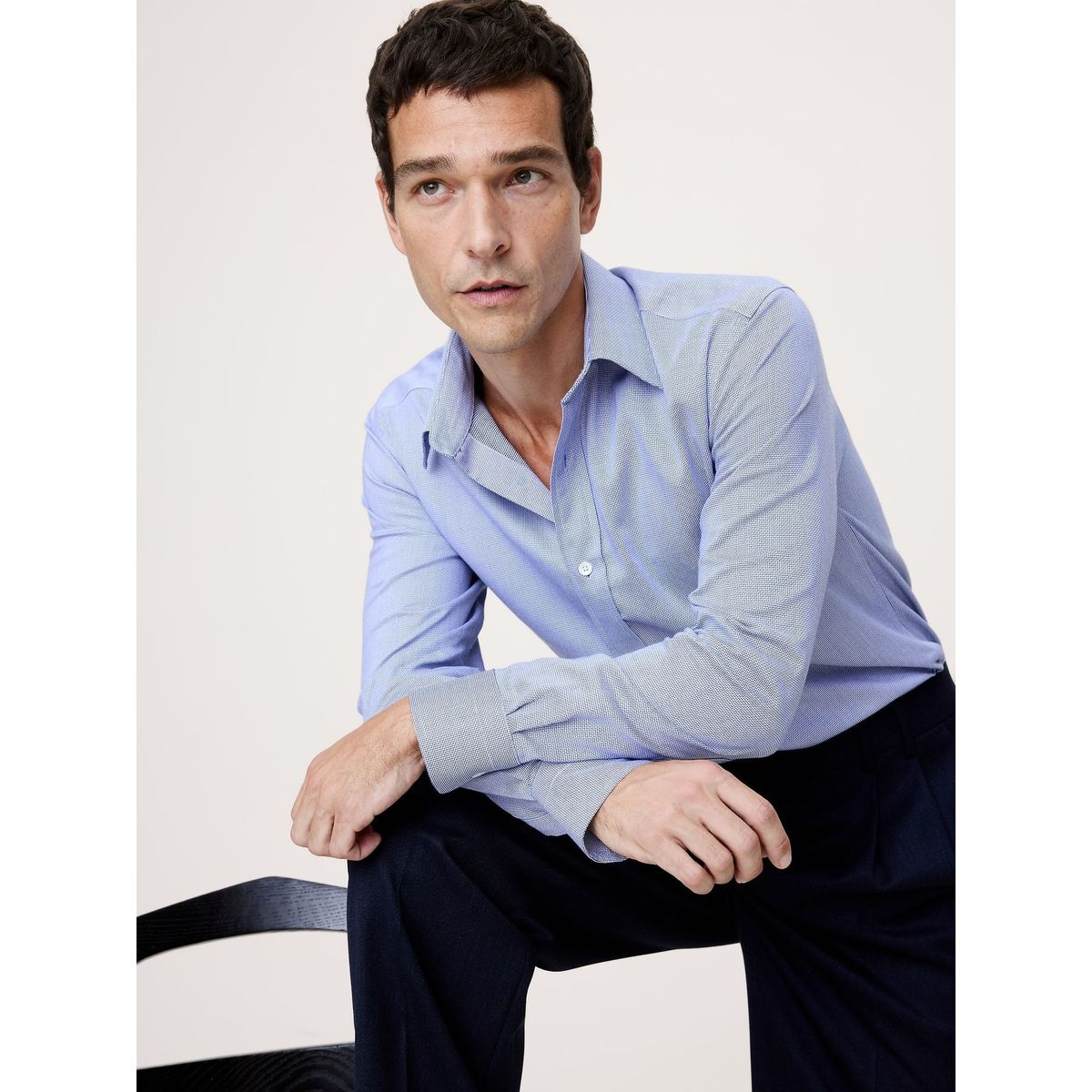 BANANA REPUBLIC - Camisa Hombre Banana Republic Slim Fit Wrinkle-Resistant Celeste