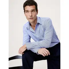 BANANA REPUBLIC - Camisa Hombre Slim Fit Wrinkle-Resistant Celeste