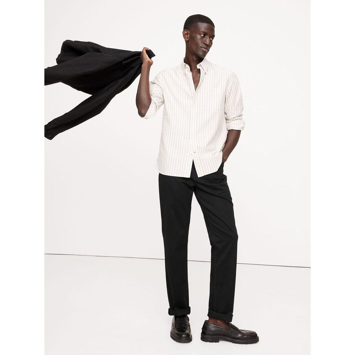 BANANA REPUBLIC - Pantalón Hombre Slim Traveler Negro Banana Republic