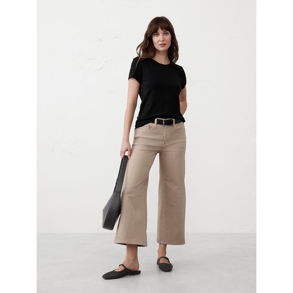 BANANA REPUBLIC - Polera Mujer Timeless Cuello Redondo Negro Banana Republic