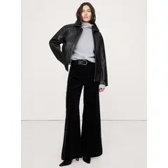 BANANA REPUBLIC - Pantalón Mujer High-Rise Wide-Leg Cotelé Negro