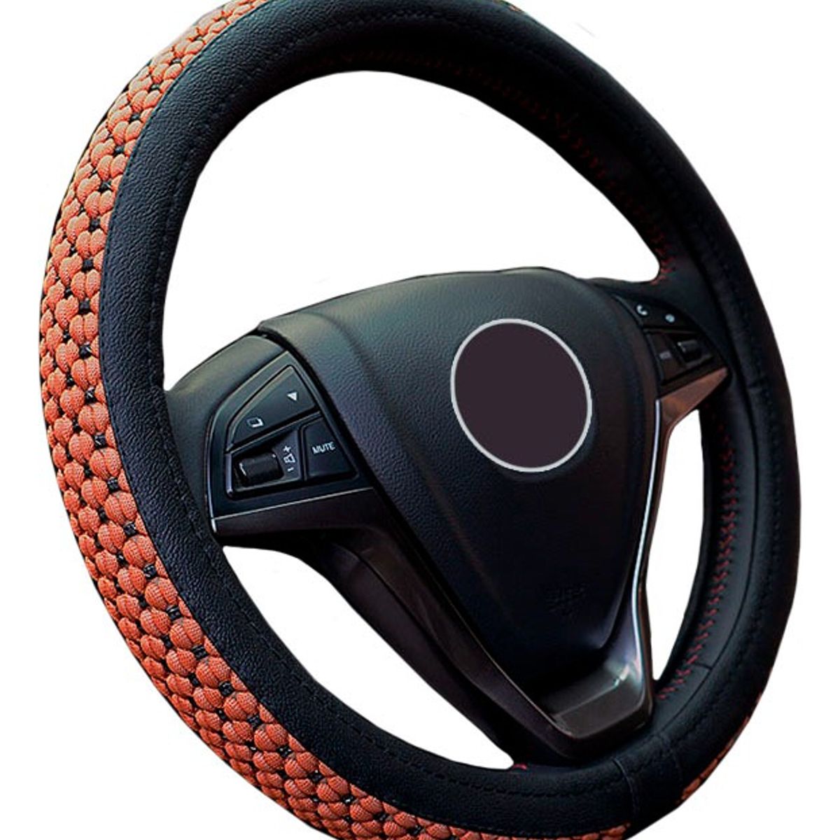 GENERICO - Funda Cubre Volante 3d Cosido Antirresbalante Auto Universal Negro Marron 216064