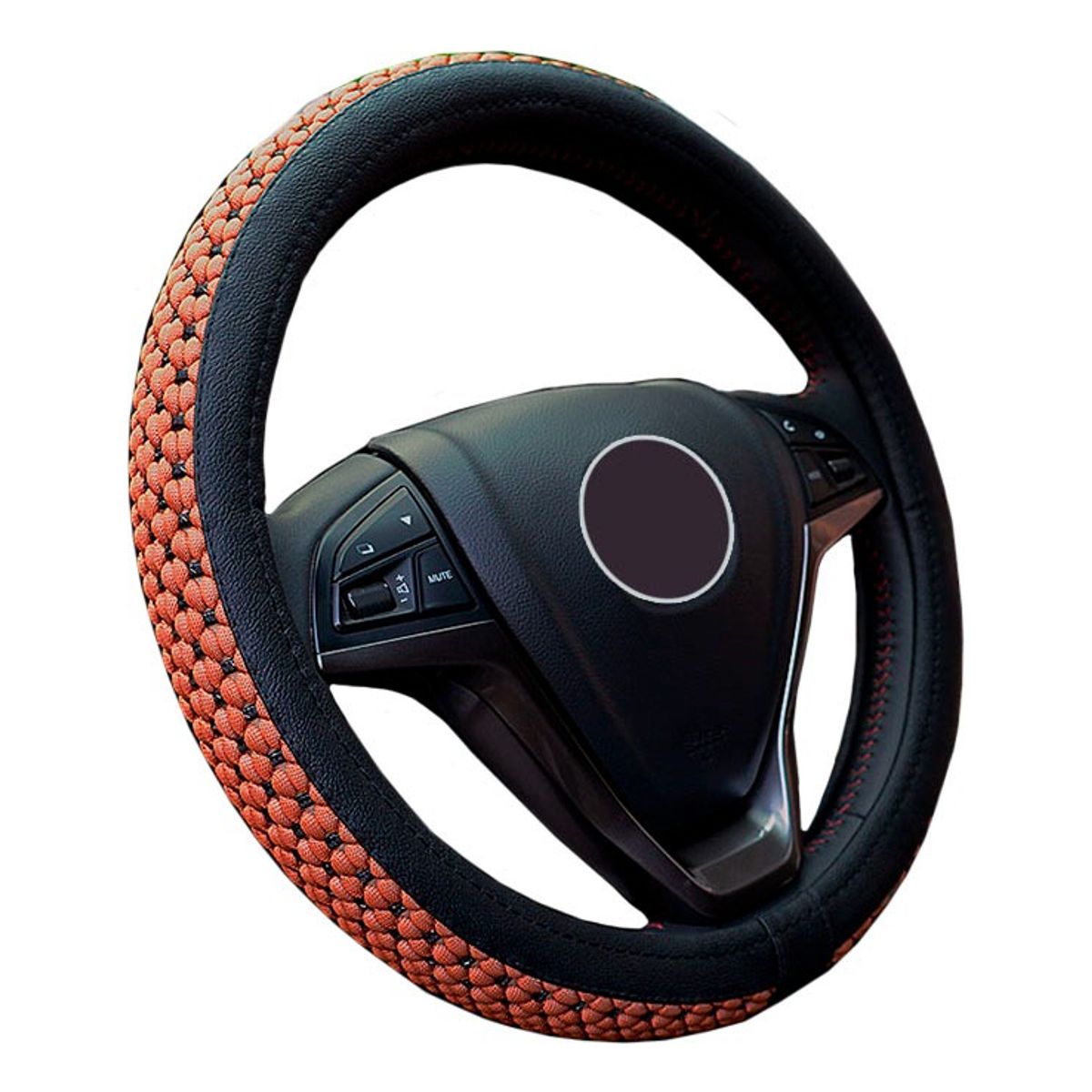 GENERICO - Funda Cubre Volante 3d Cosido Antirresbalante Auto Universal Negro Marron 216064