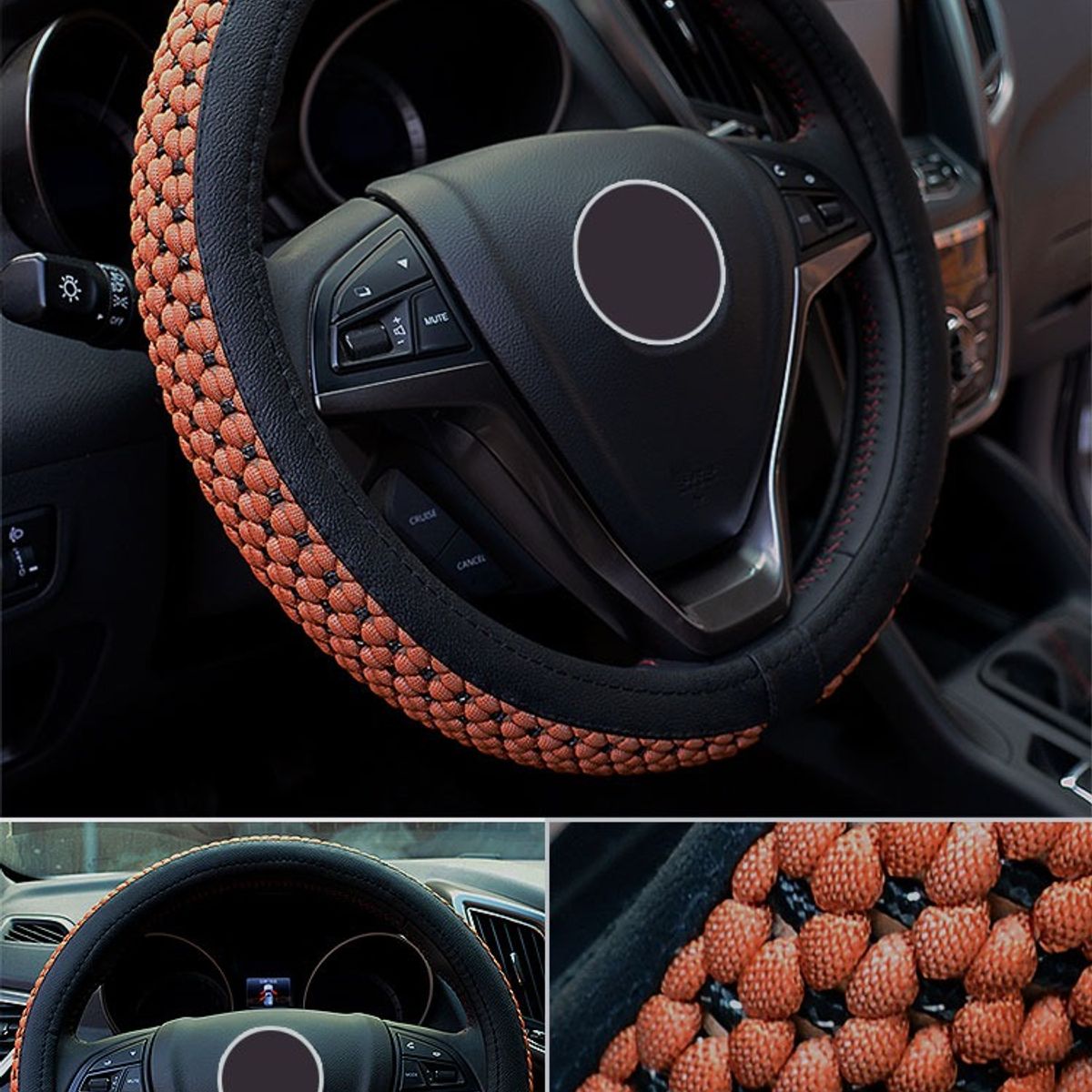 GENERICO - Funda Cubre Volante 3d Cosido Antirresbalante Auto Universal Negro Marron 216064