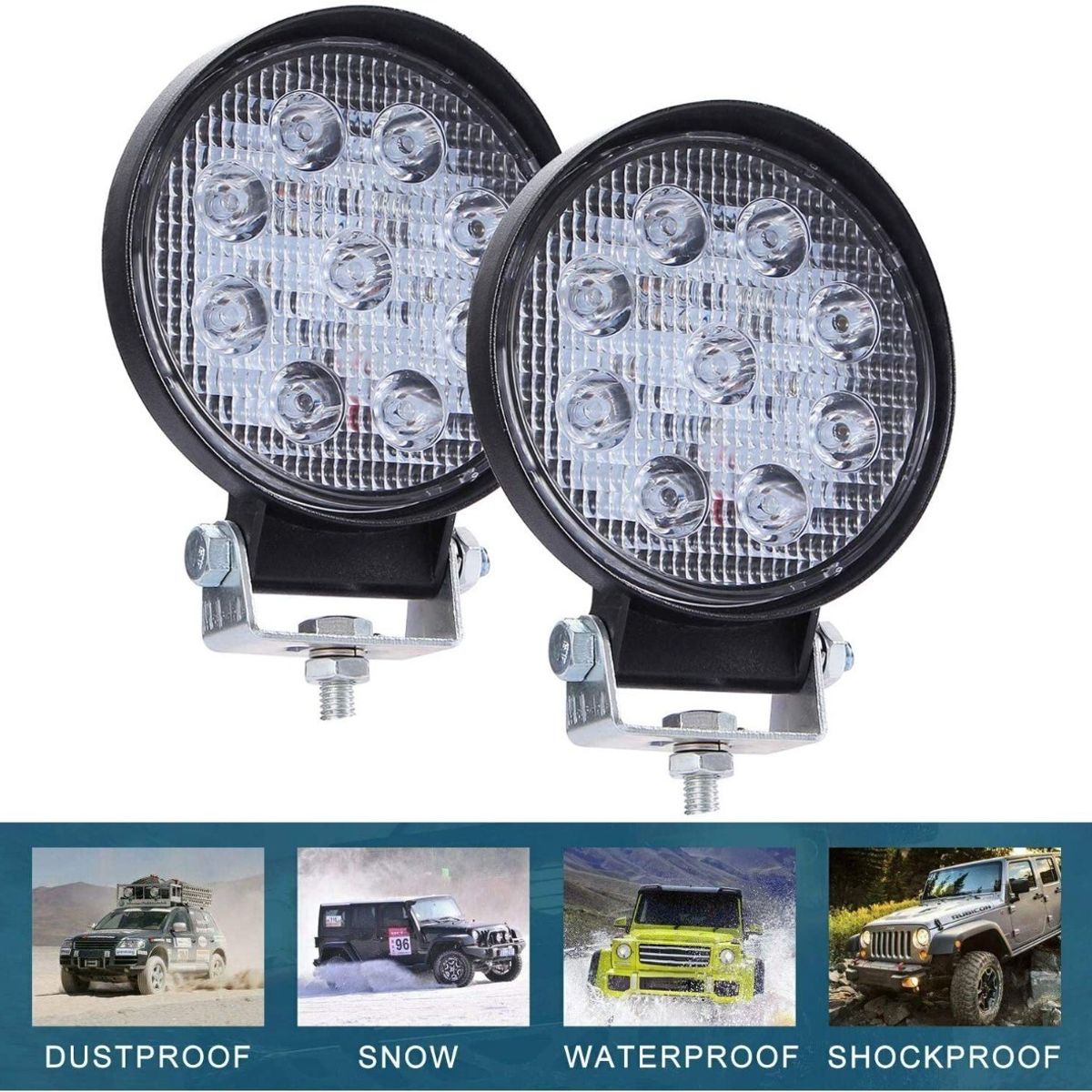 GENERICO - X2 Luces Foco Neblinero Led 27w 4x4 Auto Caminon Redondo