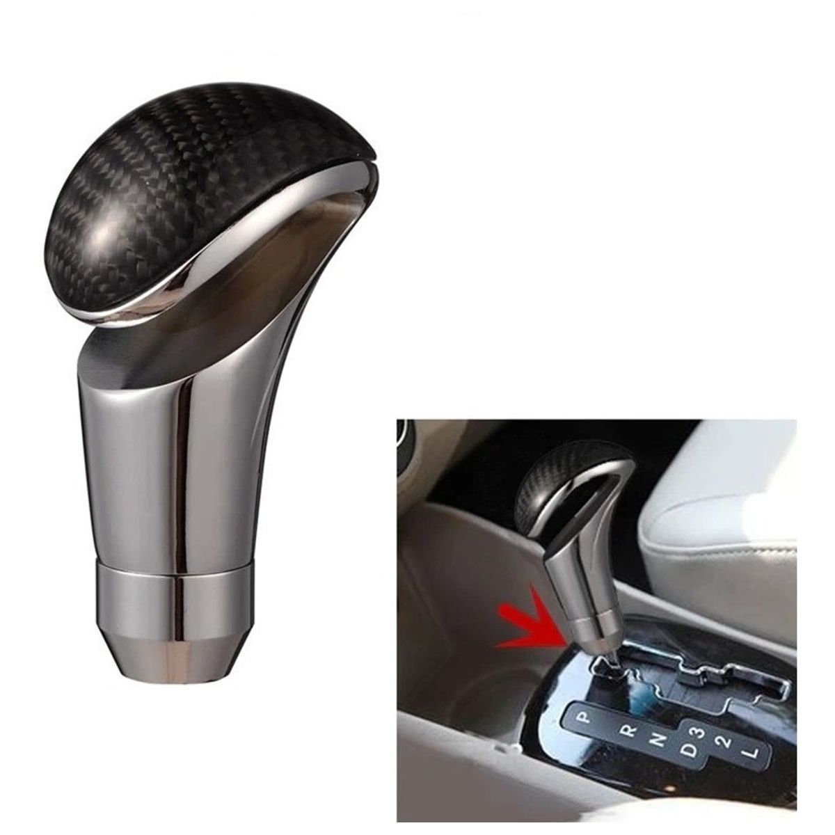 GENERICO - Pomo Palanca De Cambios De Auto Universal Alumino Carbono 223514