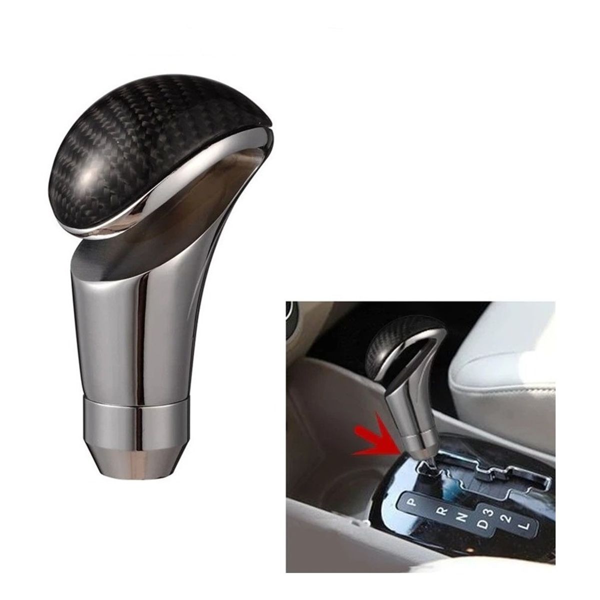 GENERICO - Pomo Palanca De Cambios De Auto Universal Alumino Carbono 223514