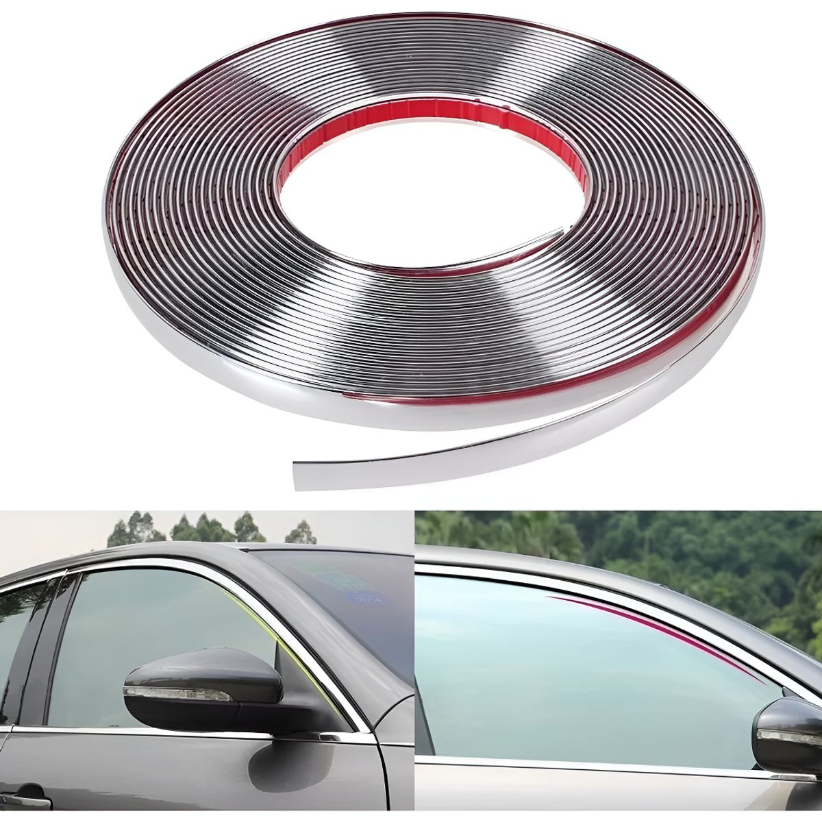 GENERICO - Rollo Moldura Cromada Adhesiva Auto 15mm X 15mts  223027