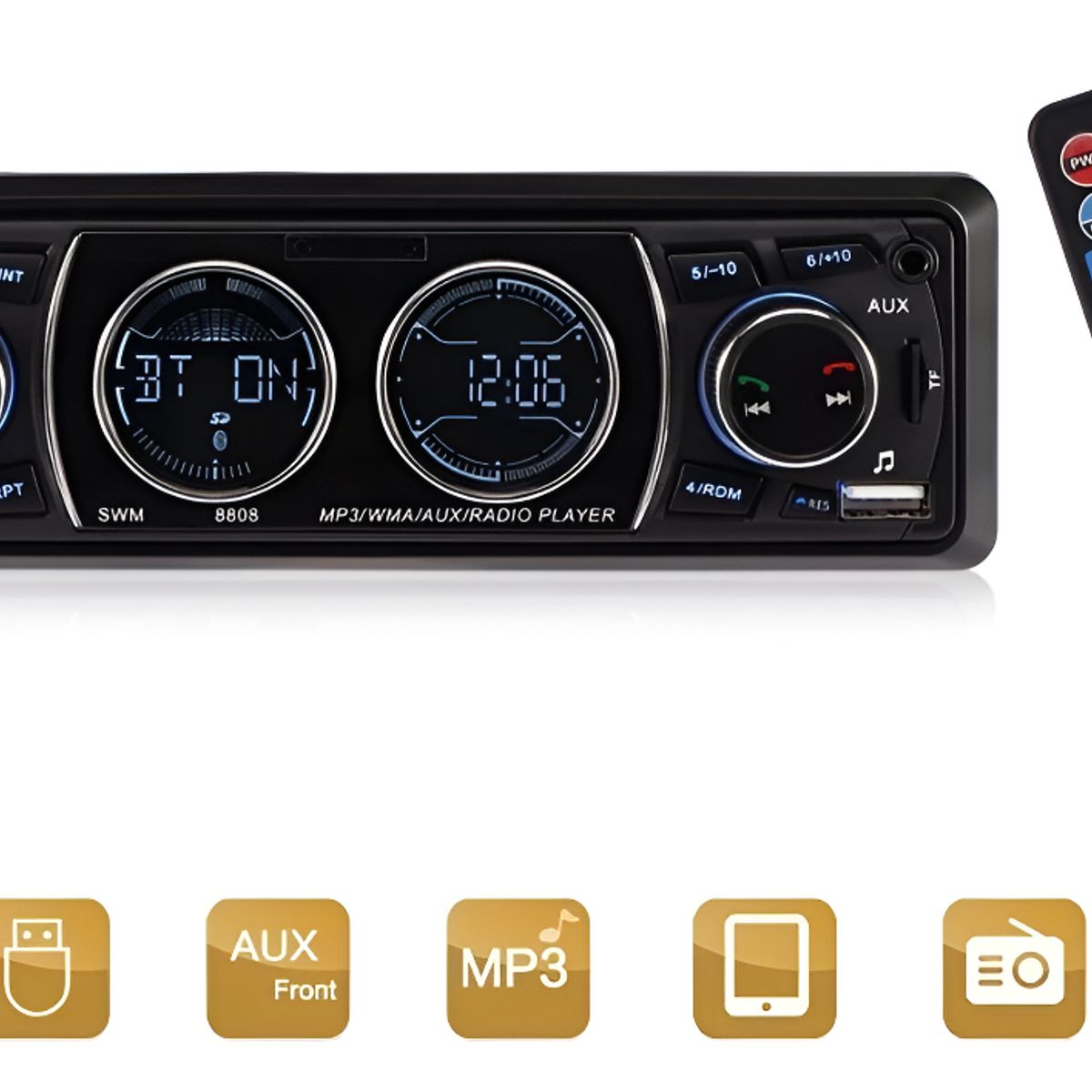 GENERICO - Radio Auto 1 Din Bluetooth Aux Mp3 Fm Usb Control Remoto 173