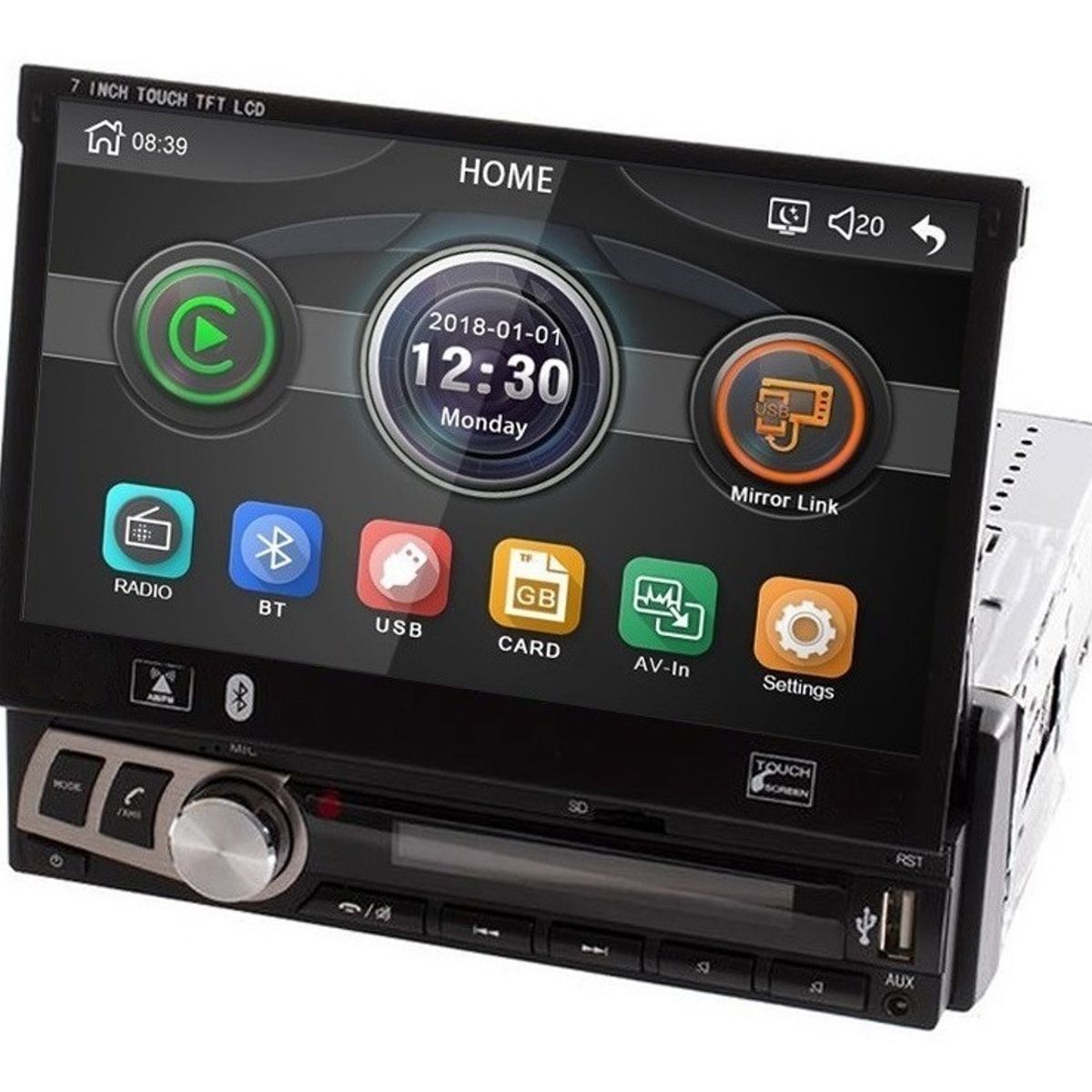 GENERICO - Radio Auto Motorizada Mirror Link 1 Din Pantalla Hd Tactil 213104