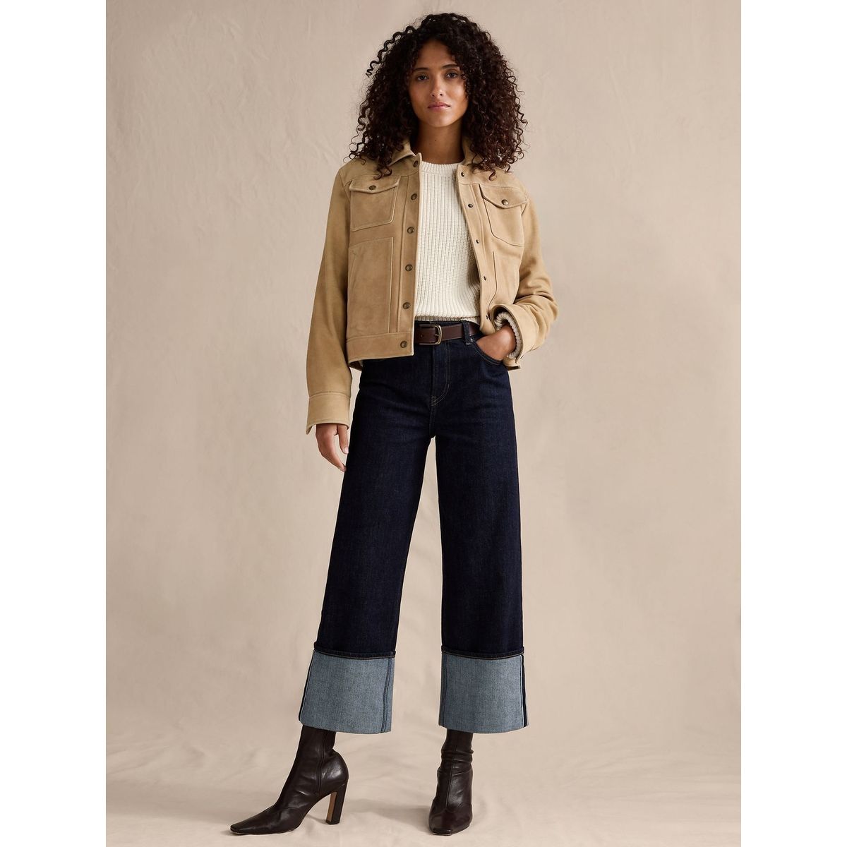 BANANA REPUBLIC - Jeans Mujer Banana Republic Cuffed Dobladillo Azul