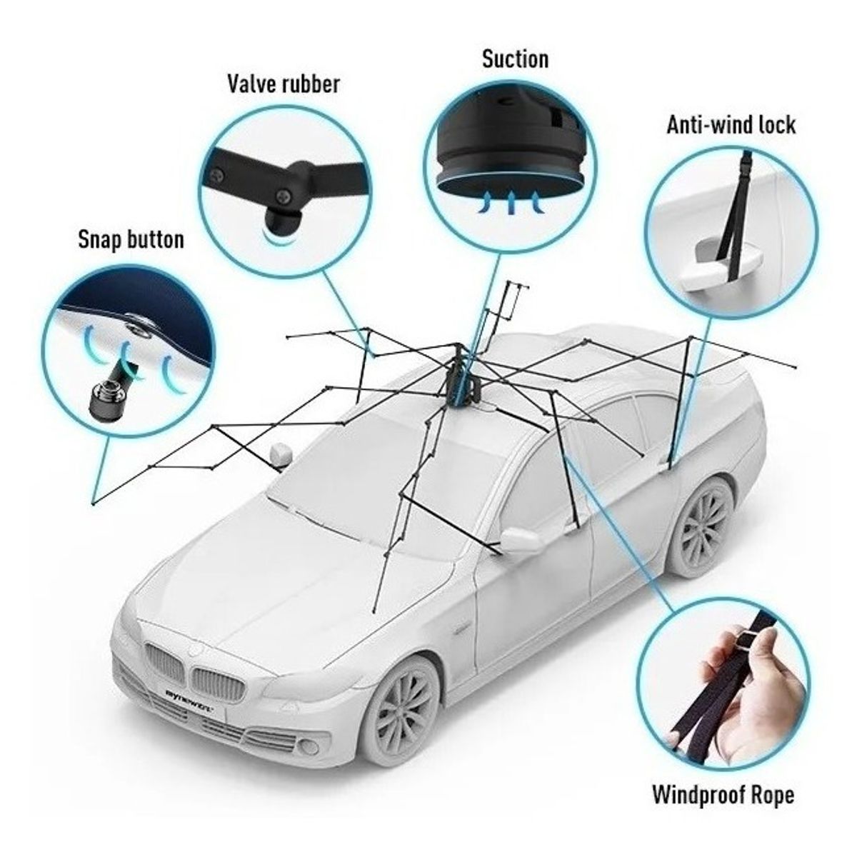 GENERICO - Toldo Móvil Manual Techo Auto Cubre Auto Carpa Camping