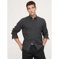 BANANA REPUBLIC - Camisa Hombre Standard-Fit Lightweight Franela Gris