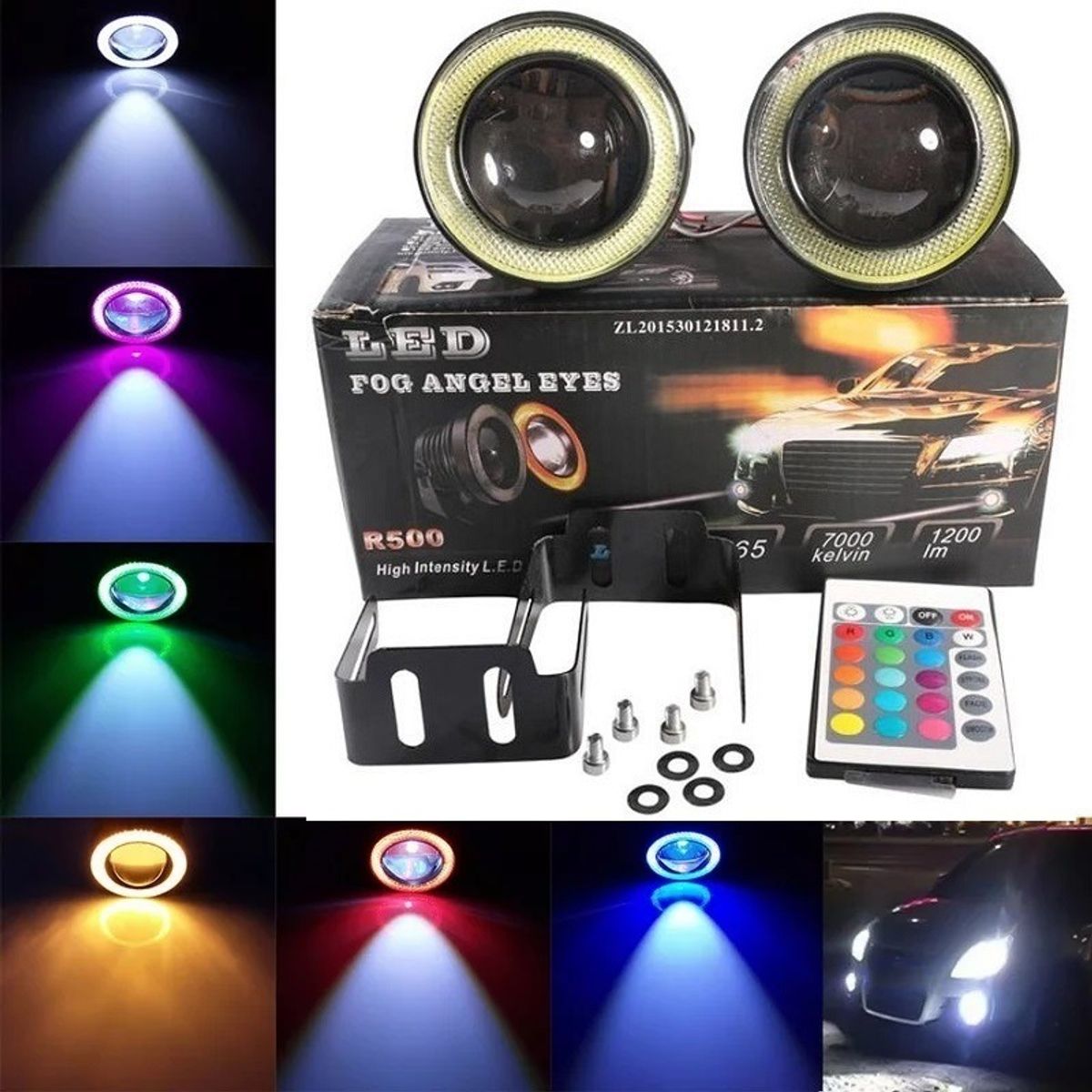 GENERICO - X2 Focos Neblineros Led Ojos De Ángel Rgb Multicolor 89mm