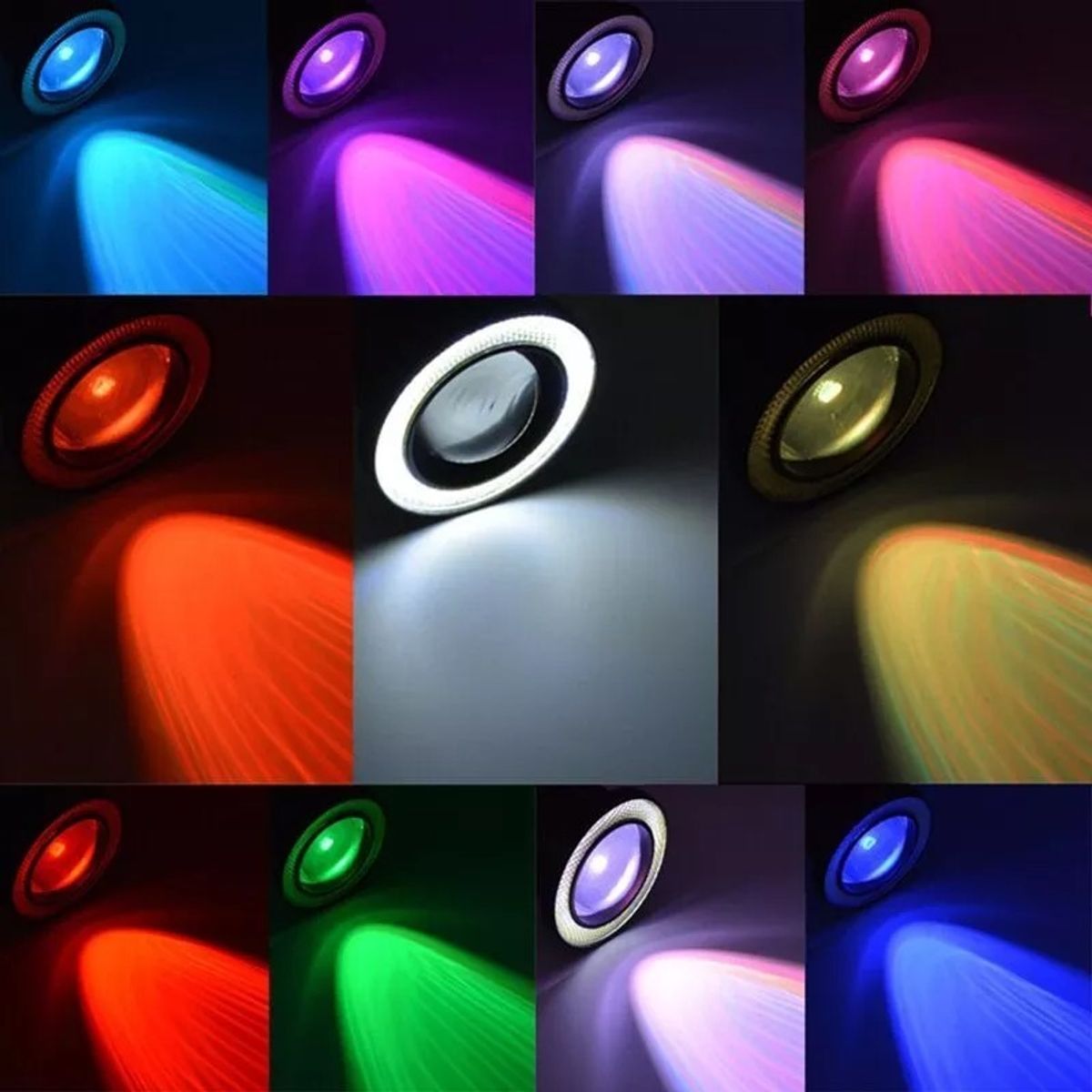GENERICO - X2 Focos Neblineros Led Ojos De Ángel Rgb Multicolor 89mm