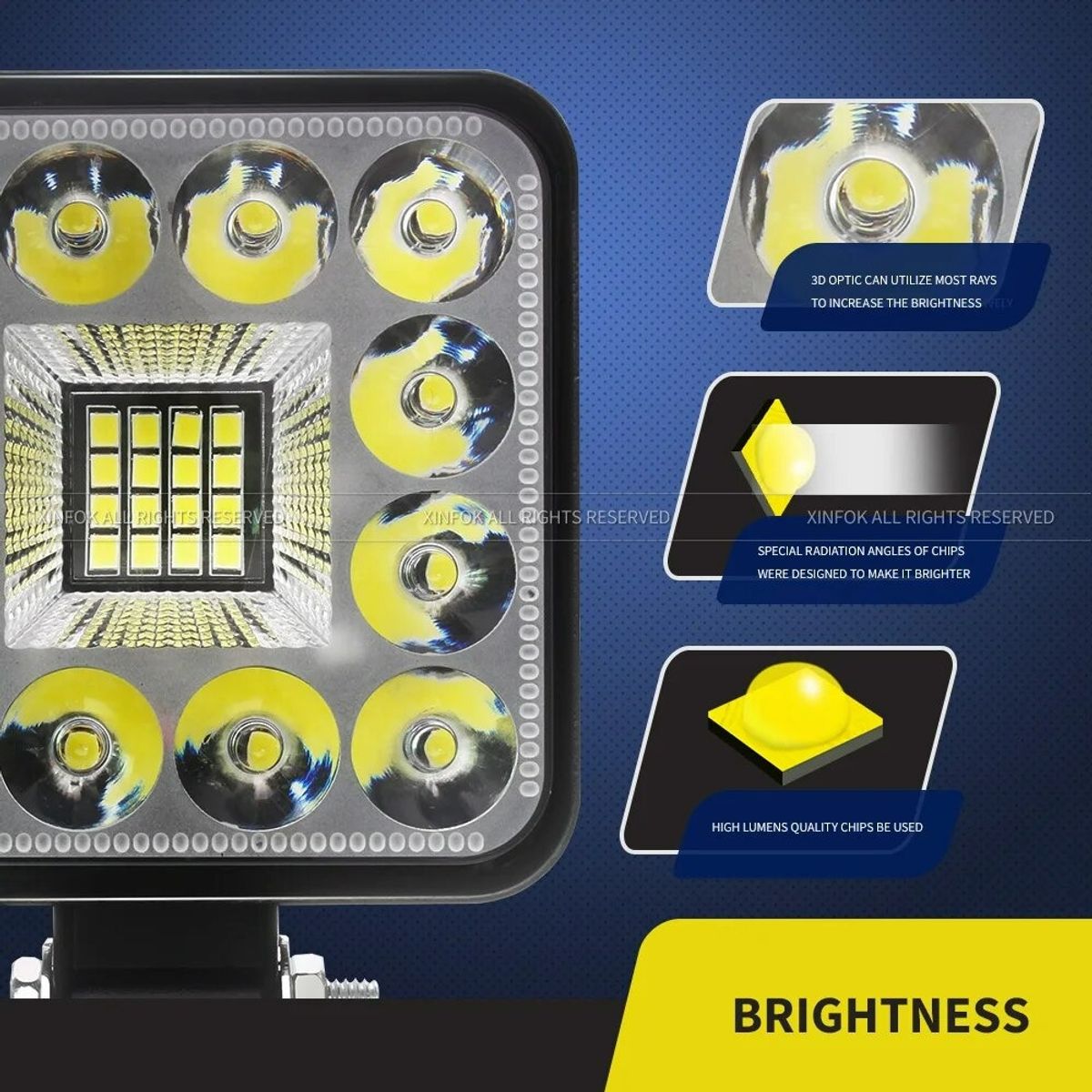 GENERICO - Luces Foco Neblinero Led 84w 4x4 Auto Moto Camion Cuadrado