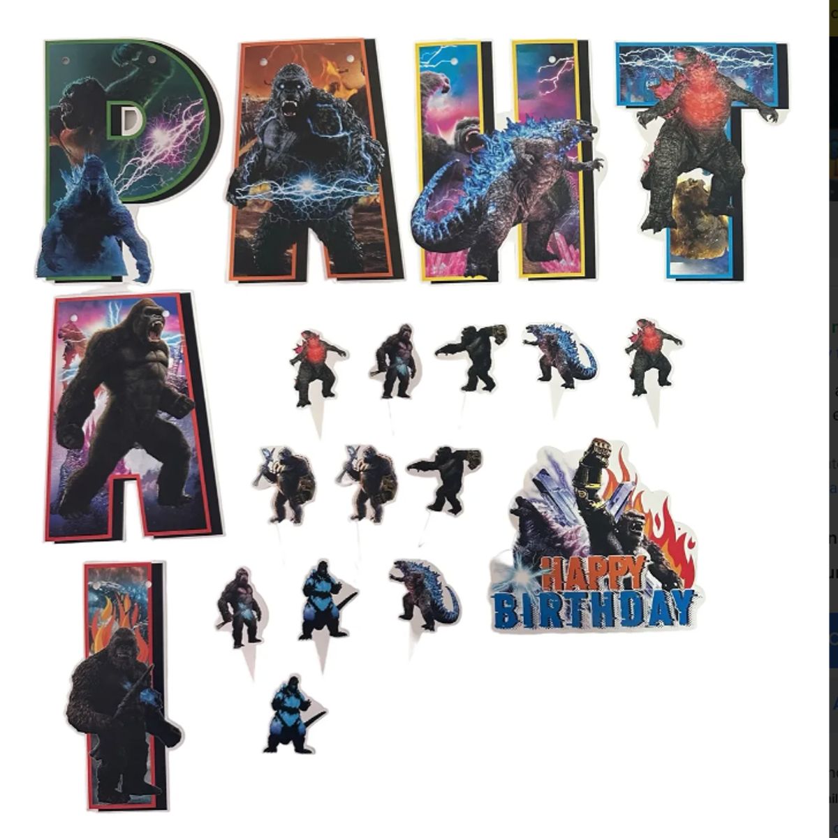 GENERICO - Kit Cumpleaños Diseño Godzilla X Kong Cotillon Decoracion