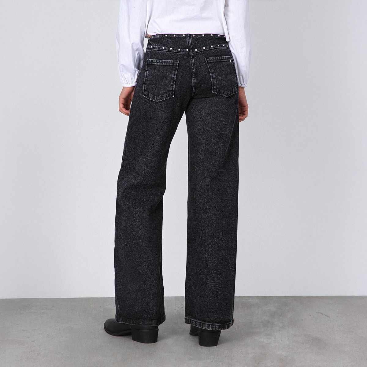 RAINDOOR - Pantalón tachas zipper negro Mujer Raindoor