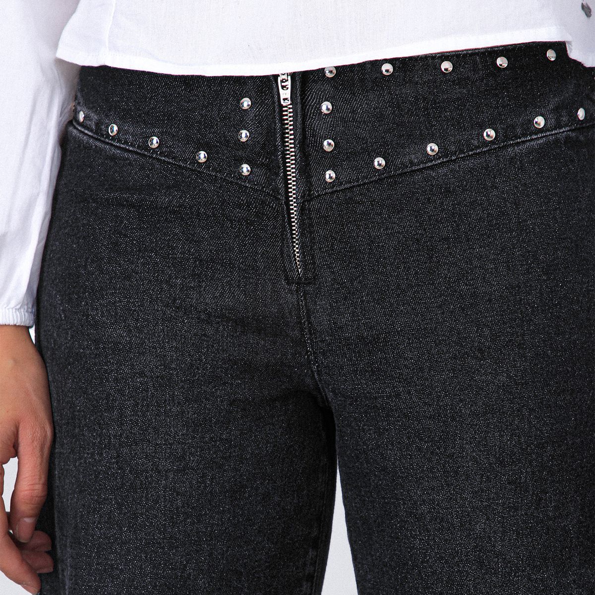 RAINDOOR - Pantalón tachas zipper negro Mujer Raindoor