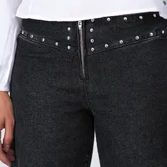 RAINDOOR - Pantalón tachas zipper negro Mujer