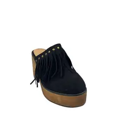 HERIEL - Zueco Taco Negro Flecos