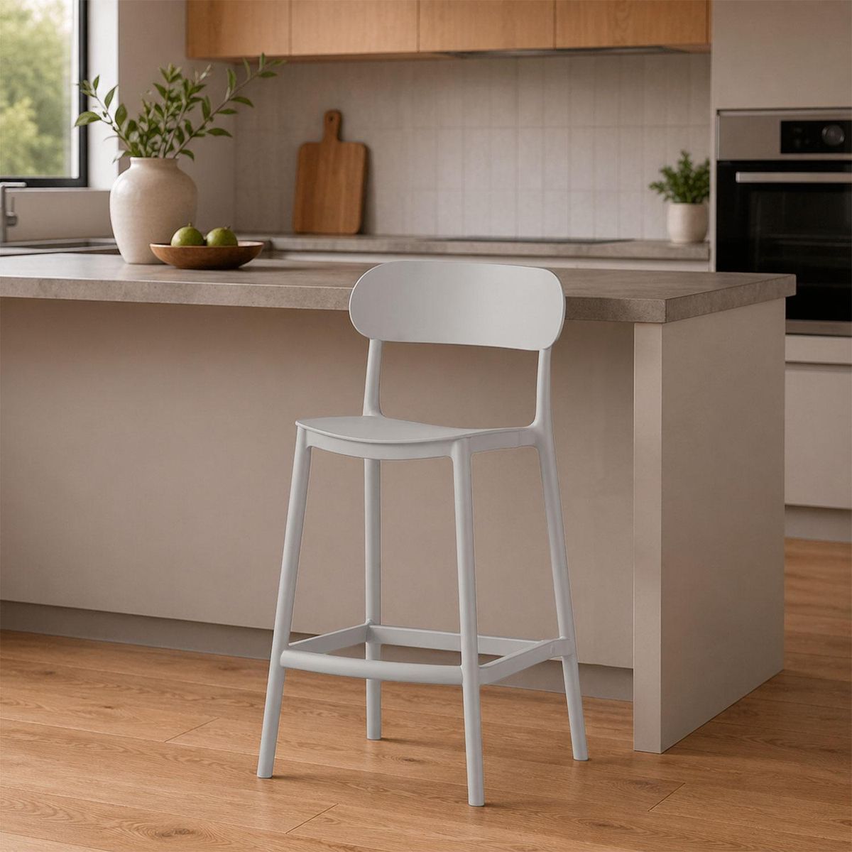 ESCANDINAVIA - Piso Taburete Silla alta bar cocina Oslo 65cm Gris