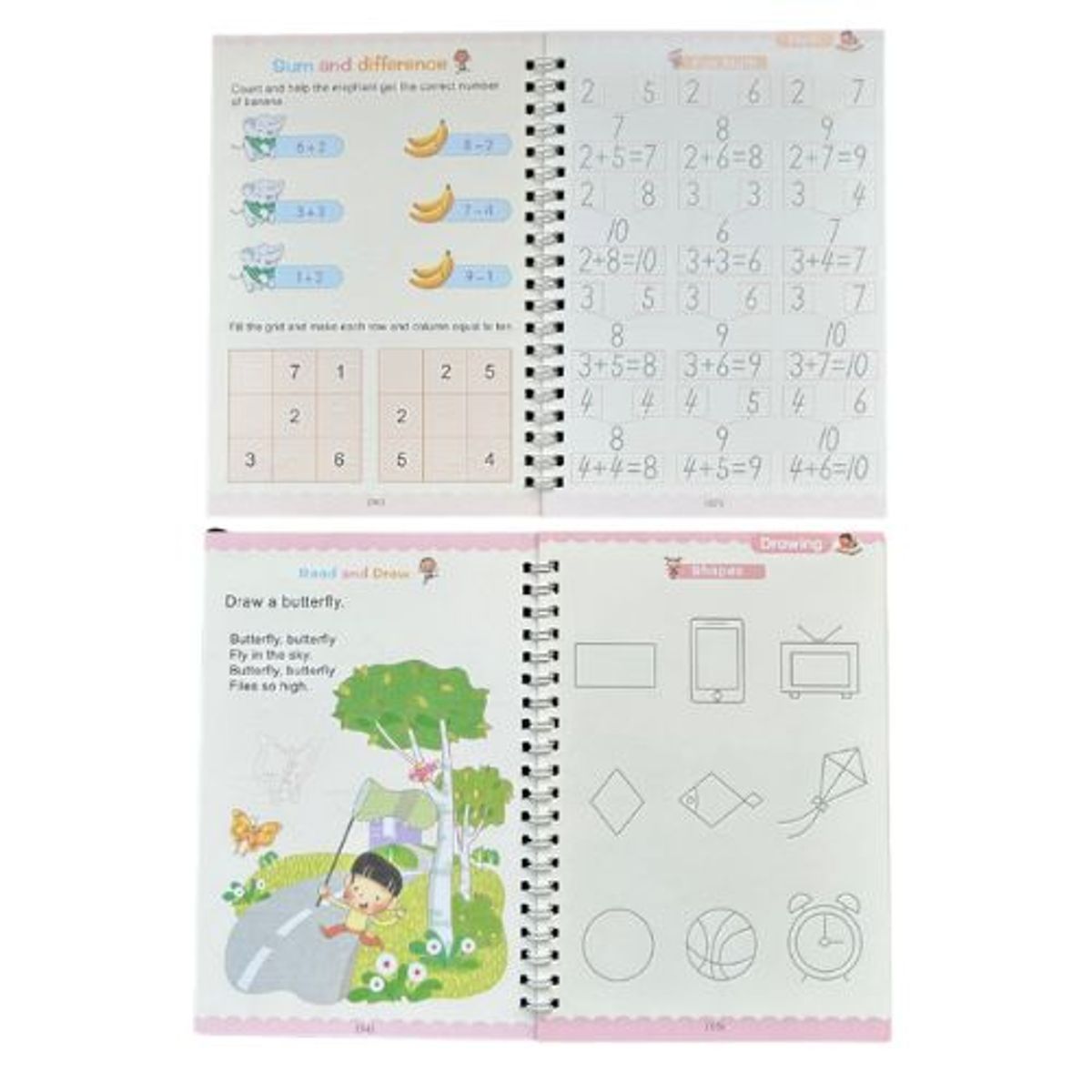 GENERICO - Set 4 Cuadernos Mágicos Caligrafía Reutilizables