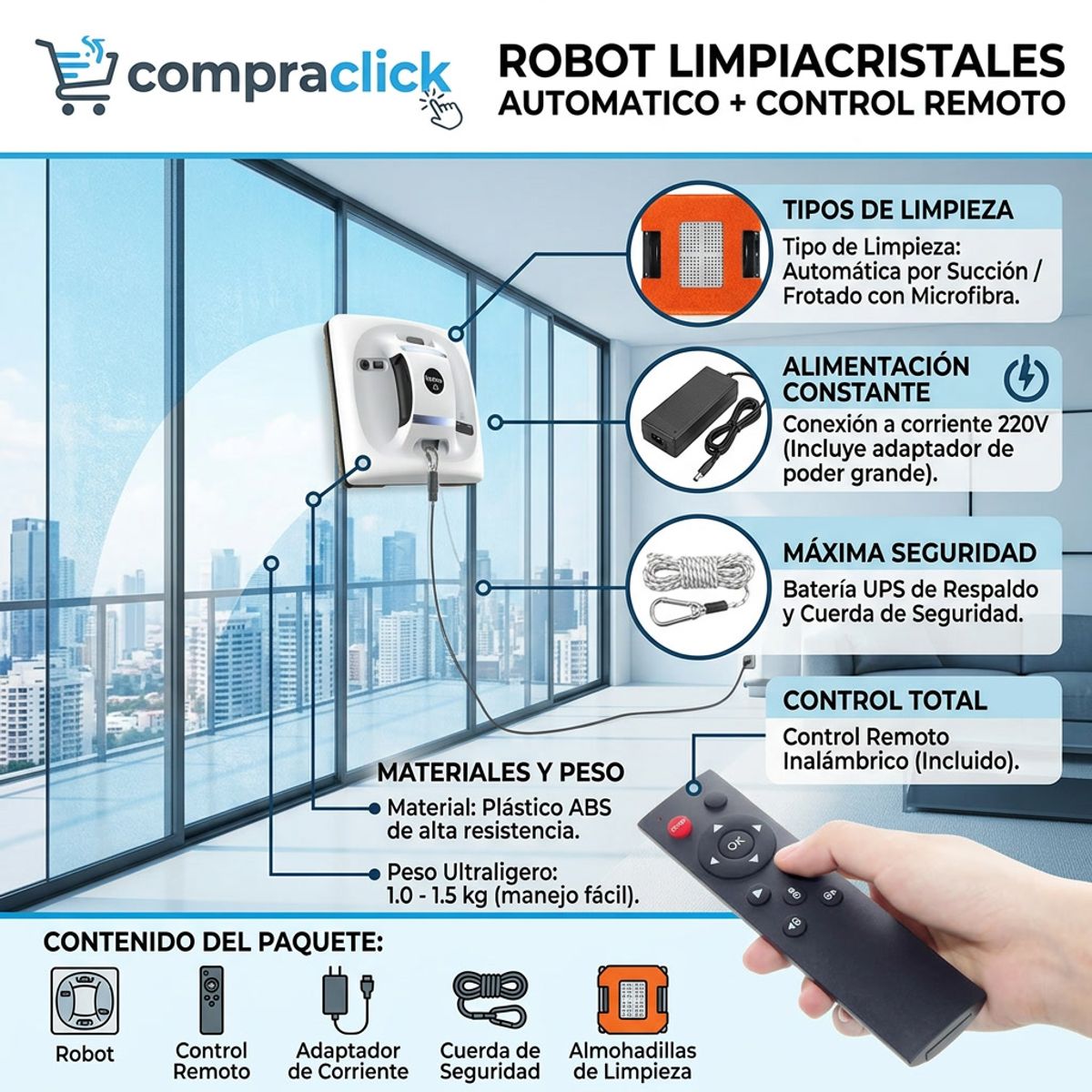 MOVI - Aspiradora Robot Limpia Ventanas Thor V-BOT