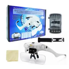 GENERICO - Lentes Con Lupas Intercambiables De 5 Aumentos A Pilas, 2 Luz LED Tipo Visera