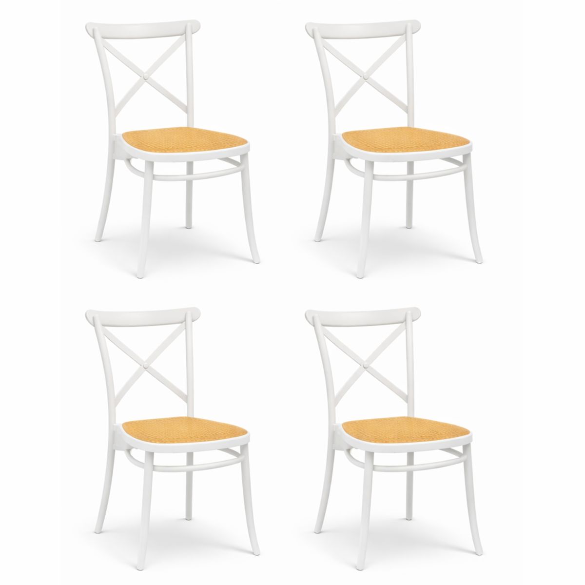 MOBOI - Pack 4 Sillas Danubio Crossback Top Apilable Blanco