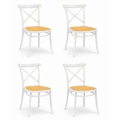 MOBOI - Pack 4 Sillas Danubio Crossback Top Apilable Blanco