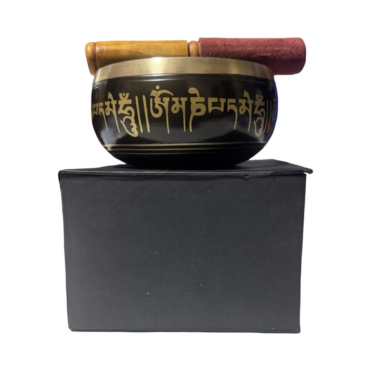 GENERICO - Cuenco Tibetano Negro para Meditación con Mazo Sonoterapia y Yoga