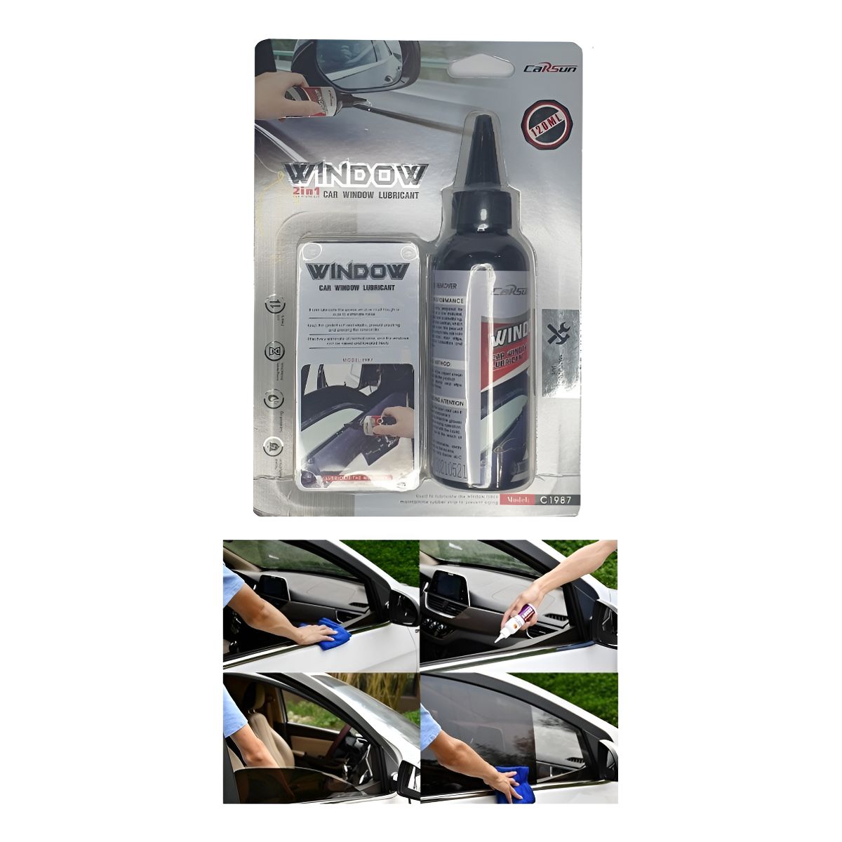 GENERICO - Kit Lubricante Ventanas Vidrios Auto 120ml Automatico Espejo
