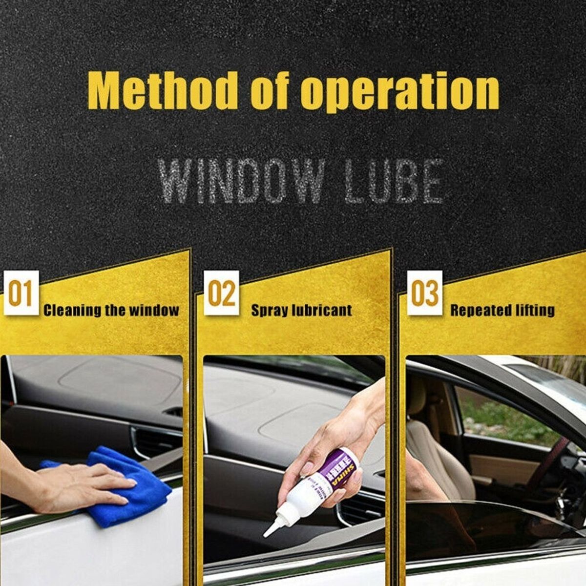 GENERICO - Kit Lubricante Ventanas Vidrios Auto 120ml Automatico Espejo