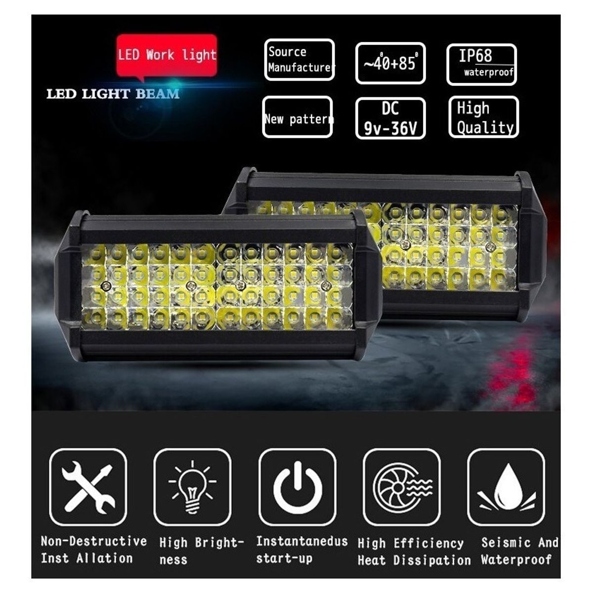 GENERICO - X2 Barra Foco Neblineros Led 144w Blanco Expansion Auto Moto