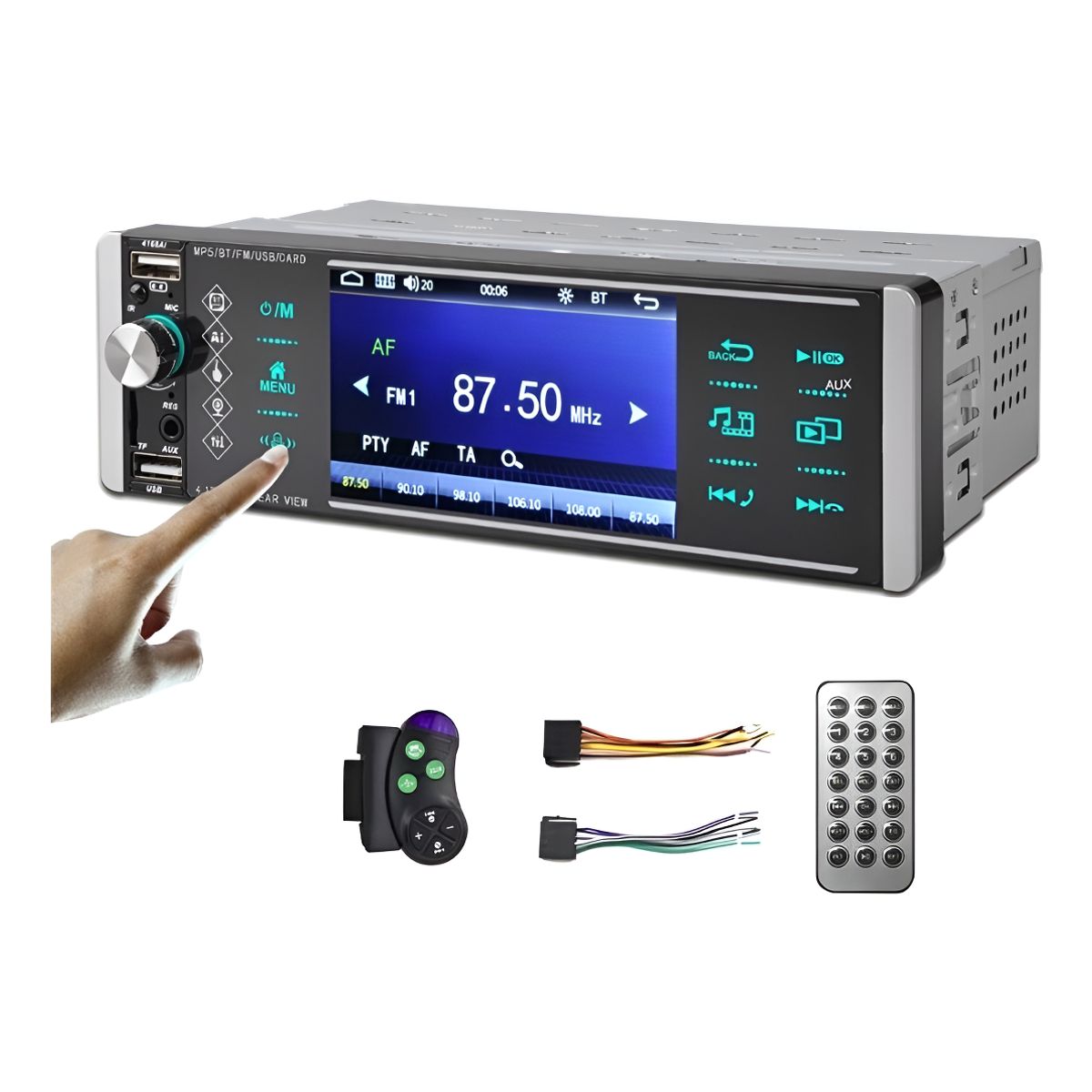 GENERICO - Radio Auto 1 Din Con Pantalla 4.1 Bluetooth + Mando Volante 213174 C46