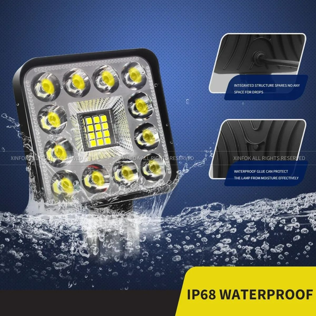 GENERICO - X2 Foco Neblinero Luz Led 84w 4x4 Auto Moto Camion Cuadrado