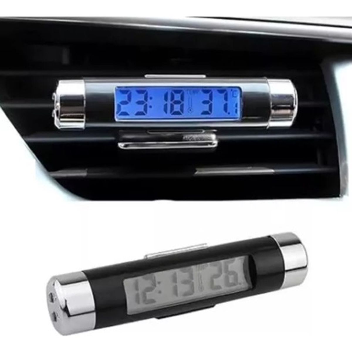 GENERICO - Termómetro Y Reloj Digital Para Vehículo Interior Luz Azul