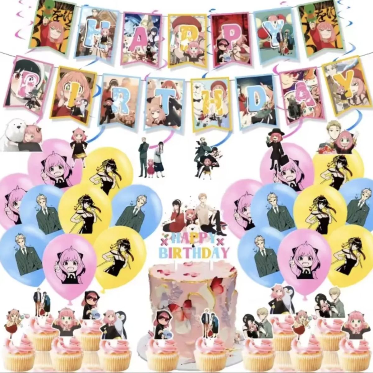 GENERICO - Kit Decoracion Cumpleanos Spy X Family Globos Banner
